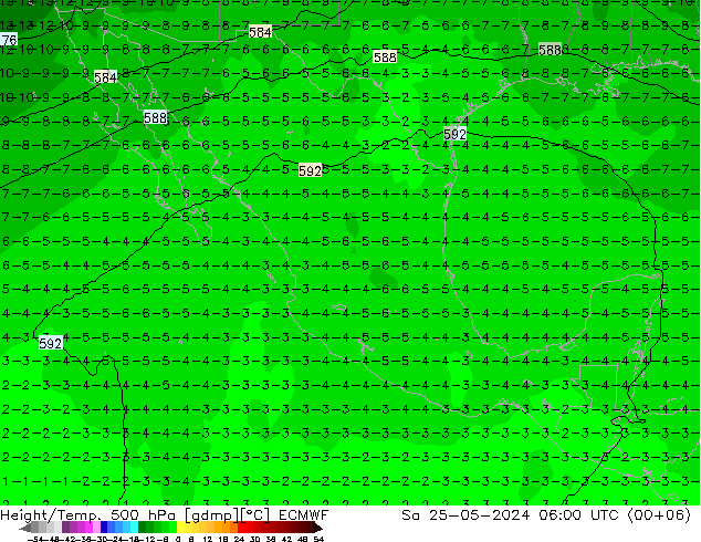 Z500/Rain (+SLP)/Z850 ECMWF sáb 25.05.2024 06 UTC