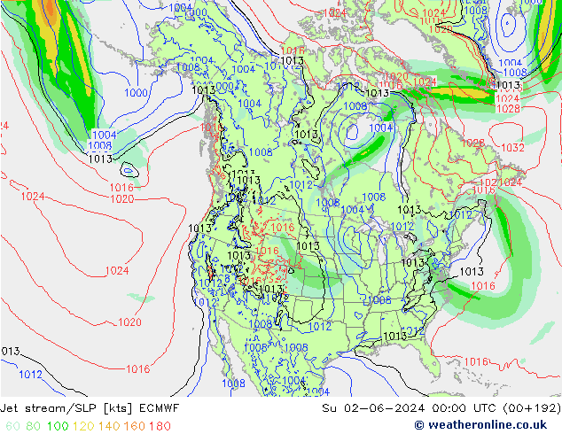 Jet stream/SLP ECMWF Su 02.06.2024 00 UTC