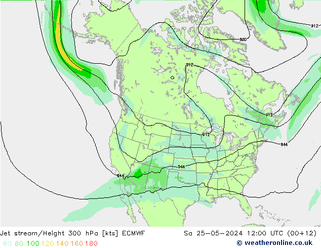 Jet stream/Height 300 hPa ECMWF Sa 25.05.2024 12 UTC