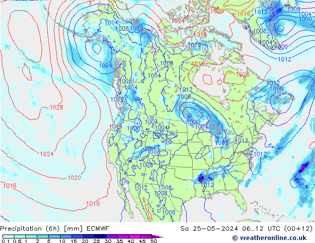 Z500/Rain (+SLP)/Z850 ECMWF сб 25.05.2024 12 UTC