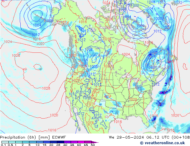 Z500/Regen(+SLP)/Z850 ECMWF wo 29.05.2024 12 UTC