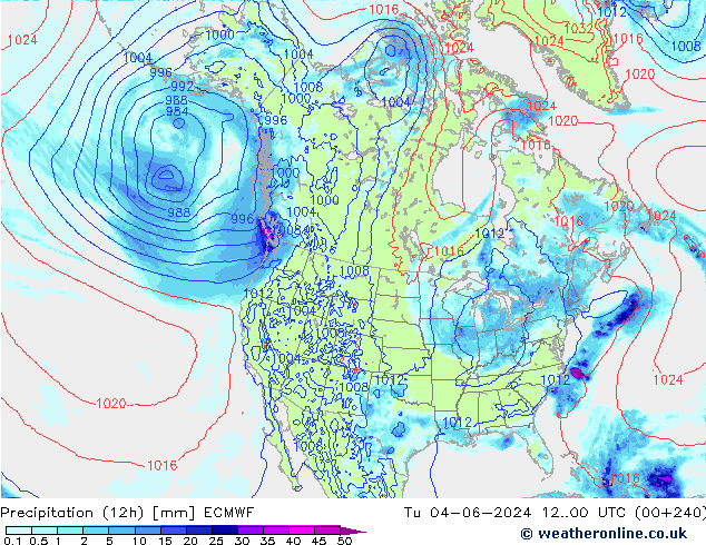 Nied. akkumuliert (12Std) ECMWF Di 04.06.2024 00 UTC