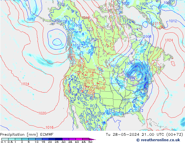 Precipitation ECMWF Tu 28.05.2024 00 UTC