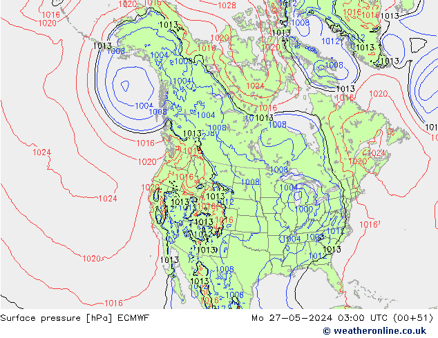 приземное давление ECMWF пн 27.05.2024 03 UTC