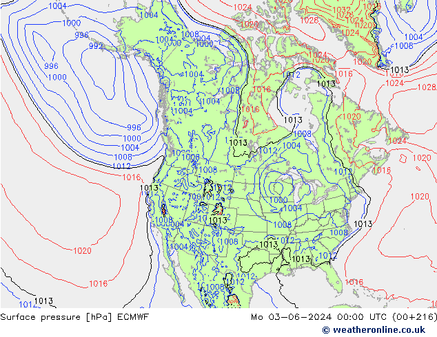 Luchtdruk (Grond) ECMWF ma 03.06.2024 00 UTC