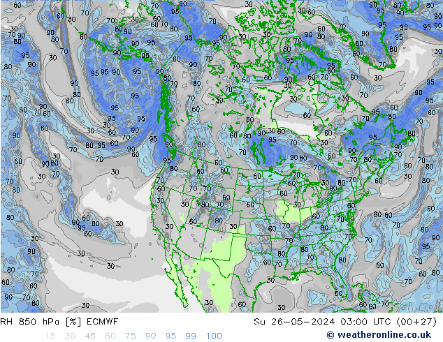 RH 850 hPa ECMWF Ne 26.05.2024 03 UTC