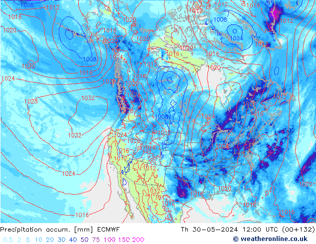 Precipitation accum. ECMWF Th 30.05.2024 12 UTC