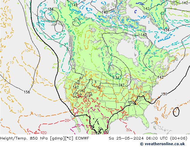 Z500/Rain (+SLP)/Z850 ECMWF 星期六 25.05.2024 06 UTC