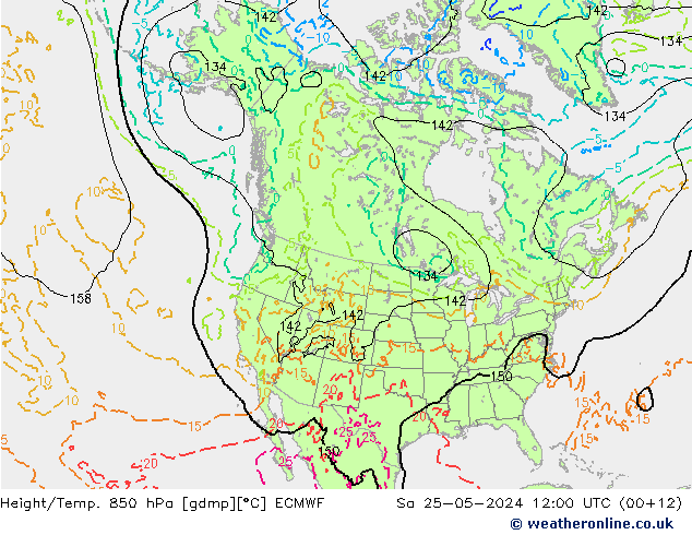 Z500/Rain (+SLP)/Z850 ECMWF сб 25.05.2024 12 UTC