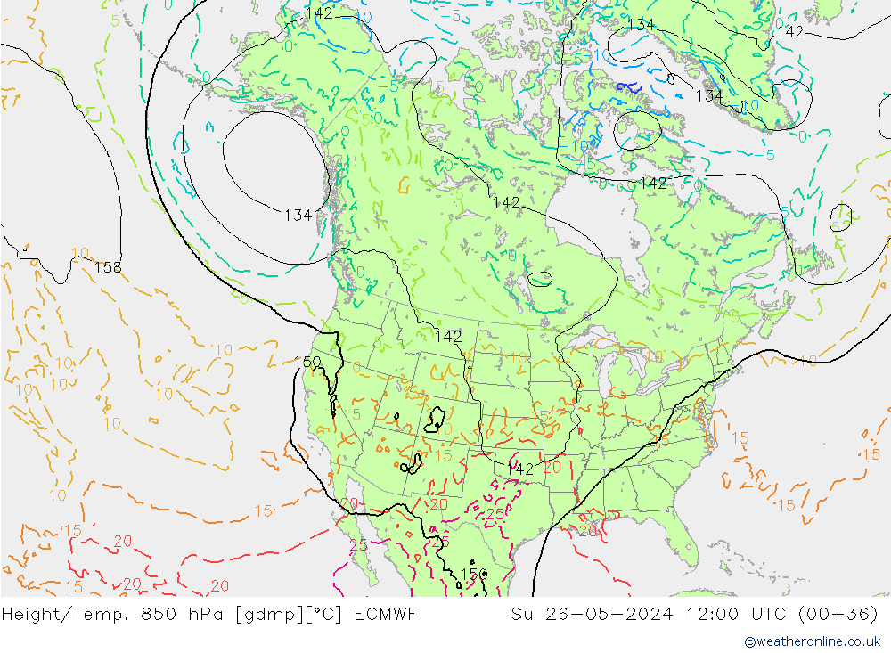 Z500/Rain (+SLP)/Z850 ECMWF nie. 26.05.2024 12 UTC