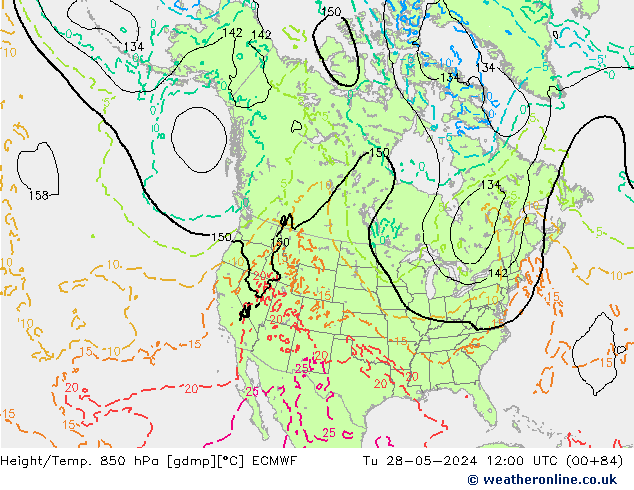 Height/Temp. 850 hPa ECMWF Ter 28.05.2024 12 UTC