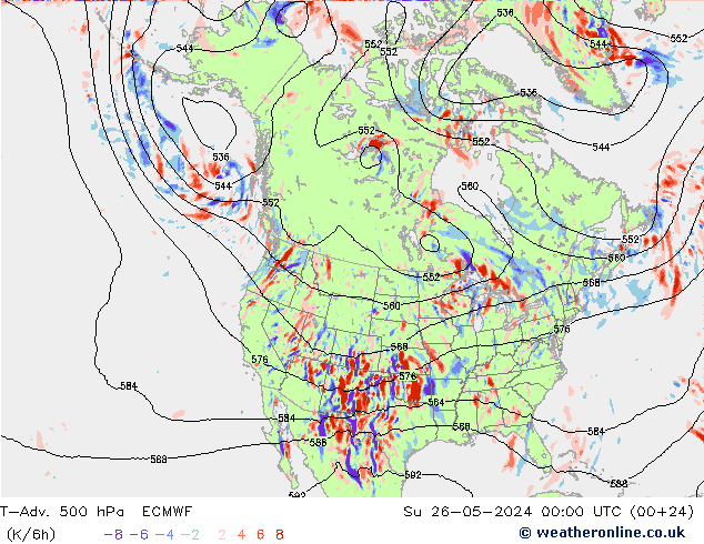 T-Adv. 500 hPa ECMWF Su 26.05.2024 00 UTC