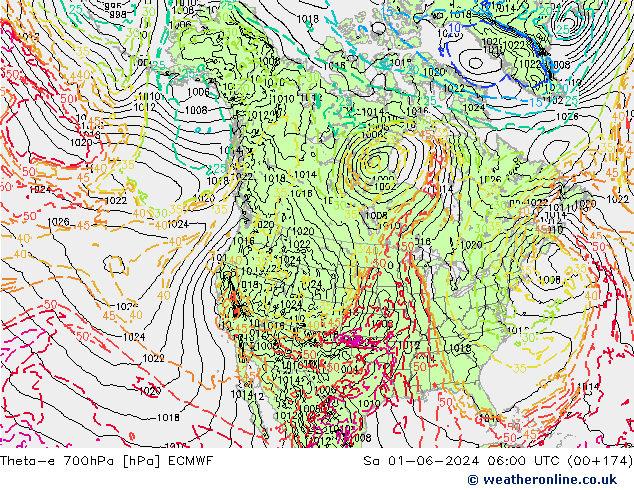 Theta-e 700hPa ECMWF Sa 01.06.2024 06 UTC