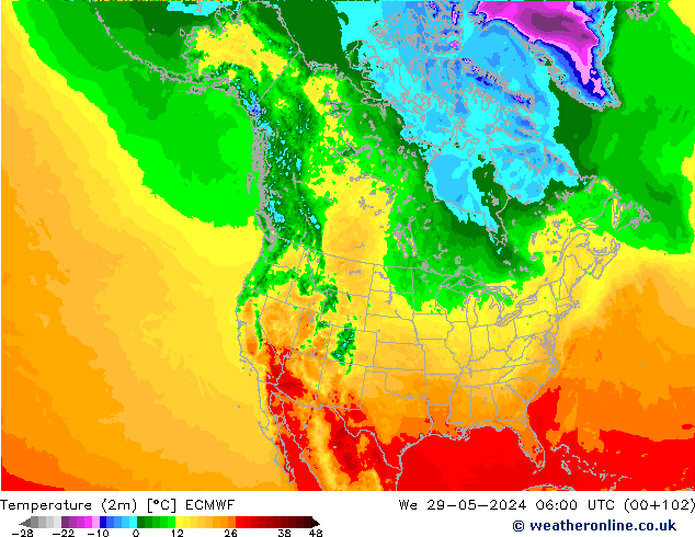 Sıcaklık Haritası (2m) ECMWF Çar 29.05.2024 06 UTC