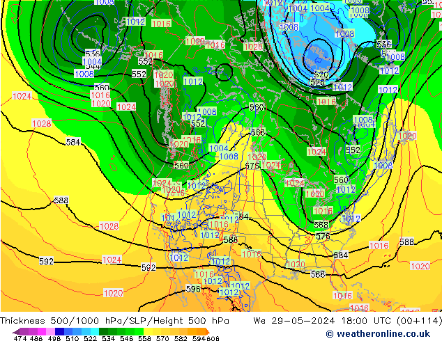 Thck 500-1000hPa ECMWF St 29.05.2024 18 UTC