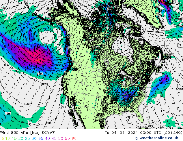 风 850 hPa ECMWF 星期二 04.06.2024 00 UTC