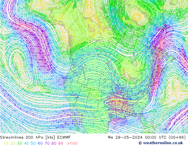 Rüzgar 200 hPa ECMWF Çar 29.05.2024 00 UTC