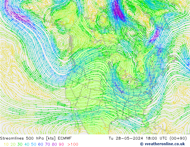 Rüzgar 500 hPa ECMWF Sa 28.05.2024 18 UTC