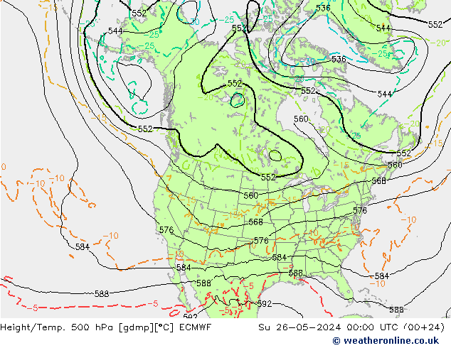 Z500/Rain (+SLP)/Z850 ECMWF dom 26.05.2024 00 UTC