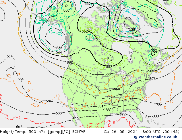 Z500/Rain (+SLP)/Z850 ECMWF nie. 26.05.2024 18 UTC