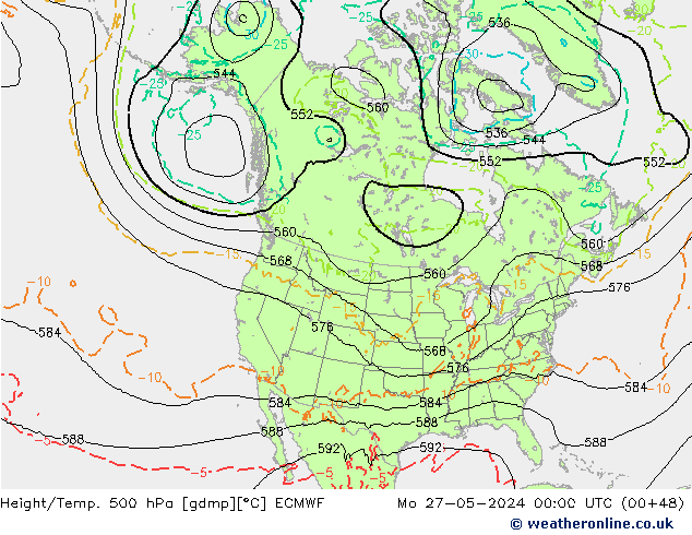 Z500/Rain (+SLP)/Z850 ECMWF Seg 27.05.2024 00 UTC