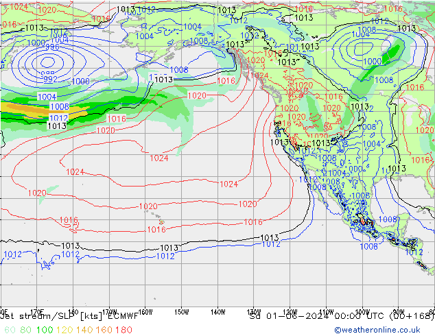 Jet Akımları/SLP ECMWF Cts 01.06.2024 00 UTC