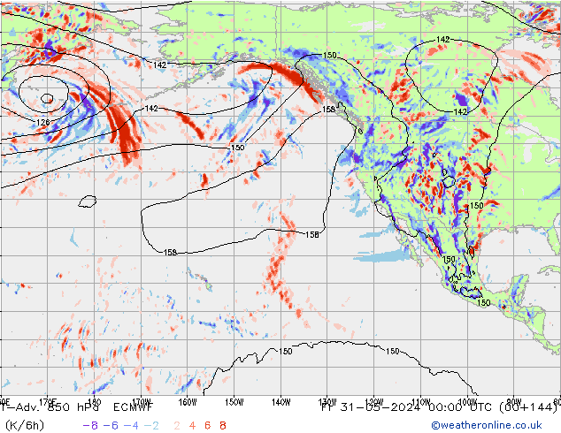 T-Adv. 850 hPa ECMWF ven 31.05.2024 00 UTC