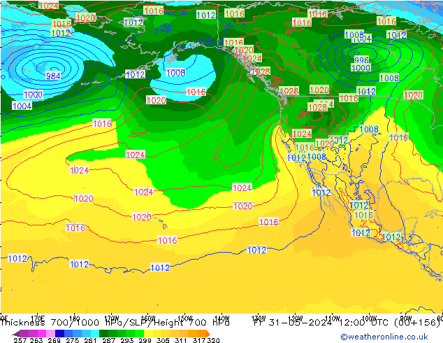 Thck 700-1000 hPa ECMWF Pá 31.05.2024 12 UTC