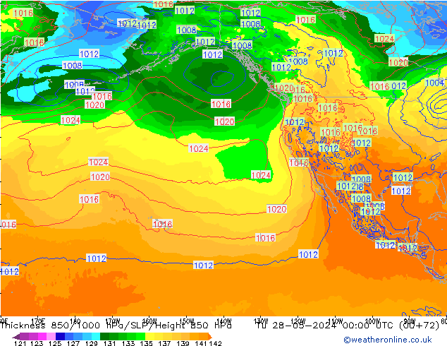 Thck 850-1000 hPa ECMWF Út 28.05.2024 00 UTC