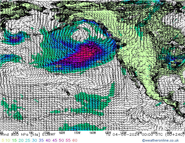 wiatr 850 hPa ECMWF wto. 04.06.2024 00 UTC