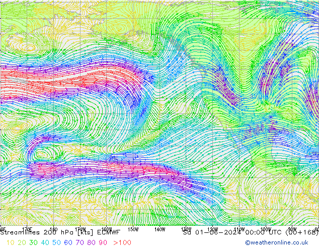 Stromlinien 200 hPa ECMWF Sa 01.06.2024 00 UTC