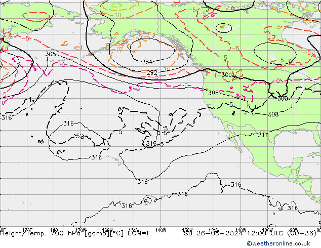 Yükseklik/Sıc. 700 hPa ECMWF Paz 26.05.2024 12 UTC