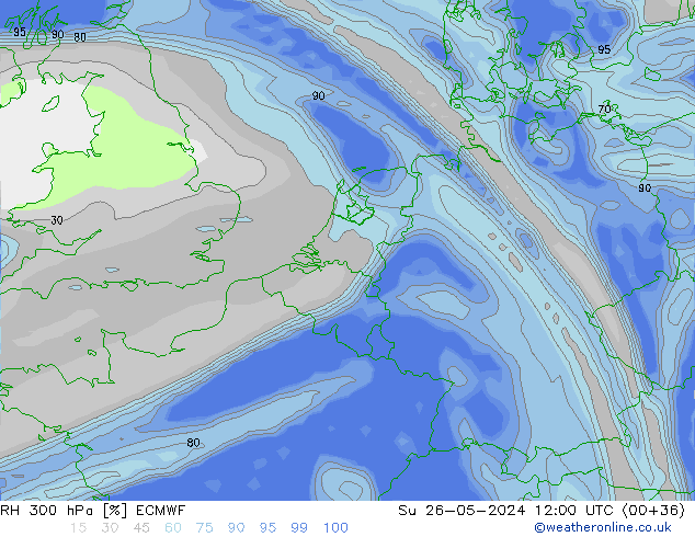 RH 300 hPa ECMWF Su 26.05.2024 12 UTC