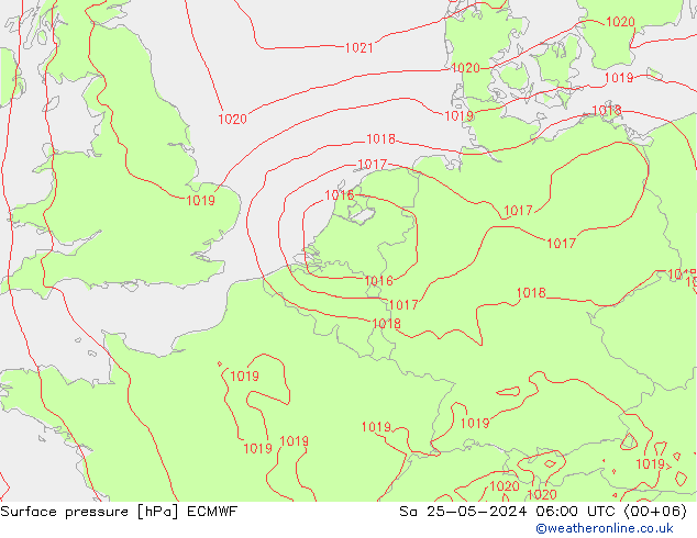 ciśnienie ECMWF so. 25.05.2024 06 UTC