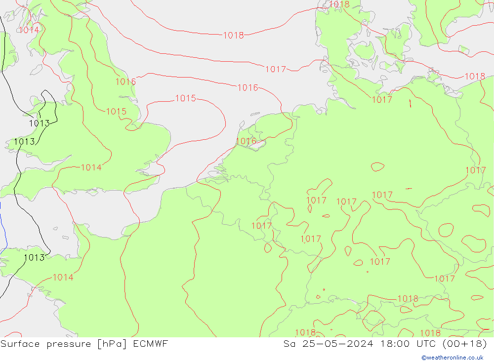 Surface pressure ECMWF Sa 25.05.2024 18 UTC