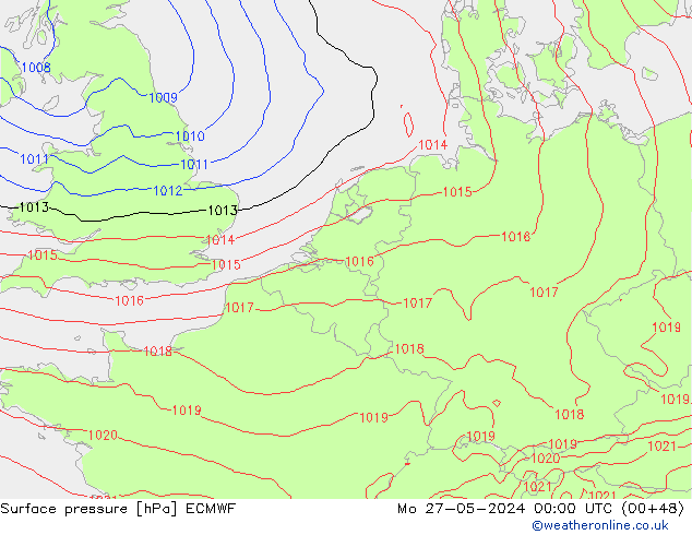 Surface pressure ECMWF Mo 27.05.2024 00 UTC