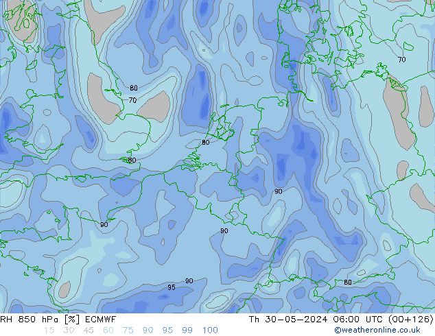 850 hPa Nispi Nem ECMWF Per 30.05.2024 06 UTC