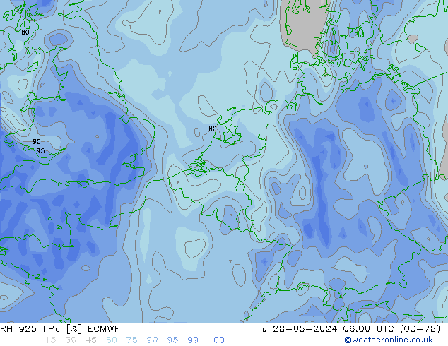 RH 925 hPa ECMWF  28.05.2024 06 UTC