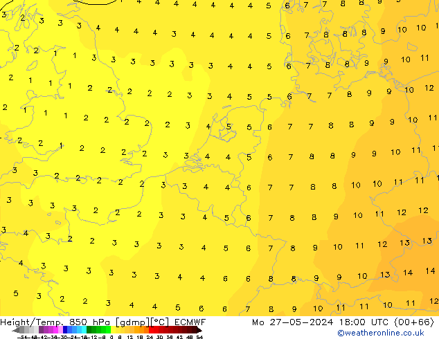 Z500/Rain (+SLP)/Z850 ECMWF Mo 27.05.2024 18 UTC