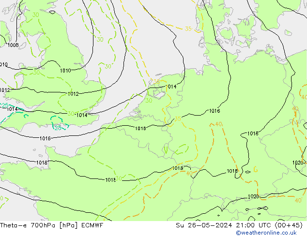 Theta-e 700гПа ECMWF Вс 26.05.2024 21 UTC