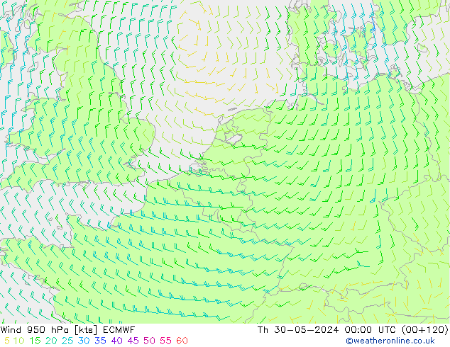 Rüzgar 950 hPa ECMWF Per 30.05.2024 00 UTC