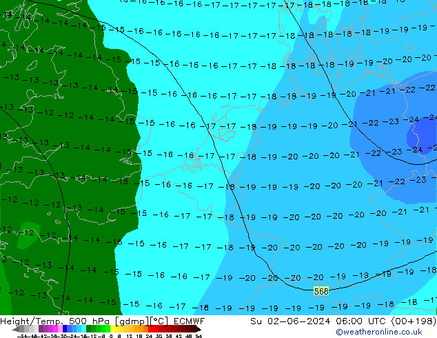 Z500/Rain (+SLP)/Z850 ECMWF dom 02.06.2024 06 UTC