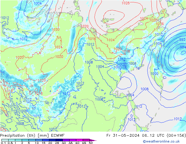 Z500/Rain (+SLP)/Z850 ECMWF ven 31.05.2024 12 UTC