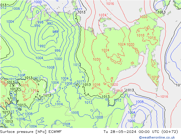 Surface pressure ECMWF Tu 28.05.2024 00 UTC