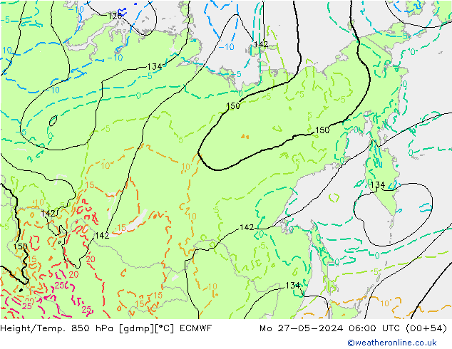 Z500/Rain (+SLP)/Z850 ECMWF lun 27.05.2024 06 UTC