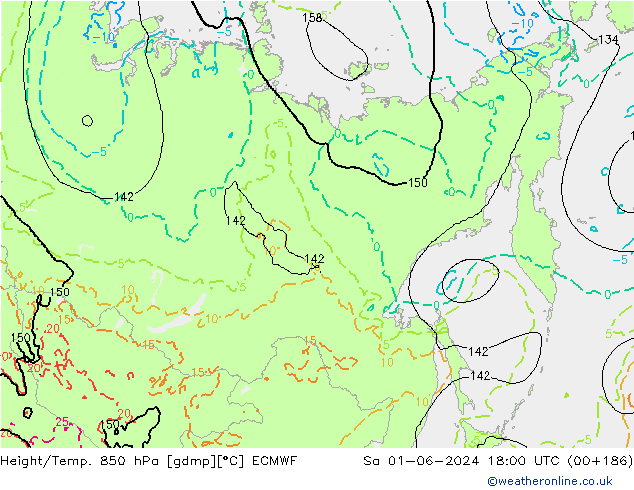 Height/Temp. 850 гПа ECMWF сб 01.06.2024 18 UTC