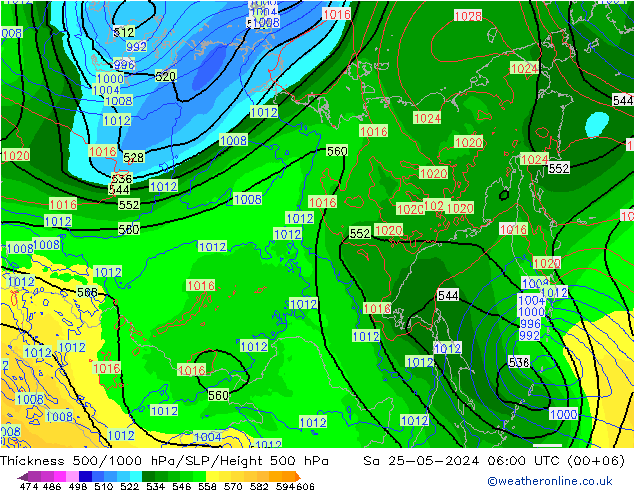 Thck 500-1000hPa ECMWF sab 25.05.2024 06 UTC