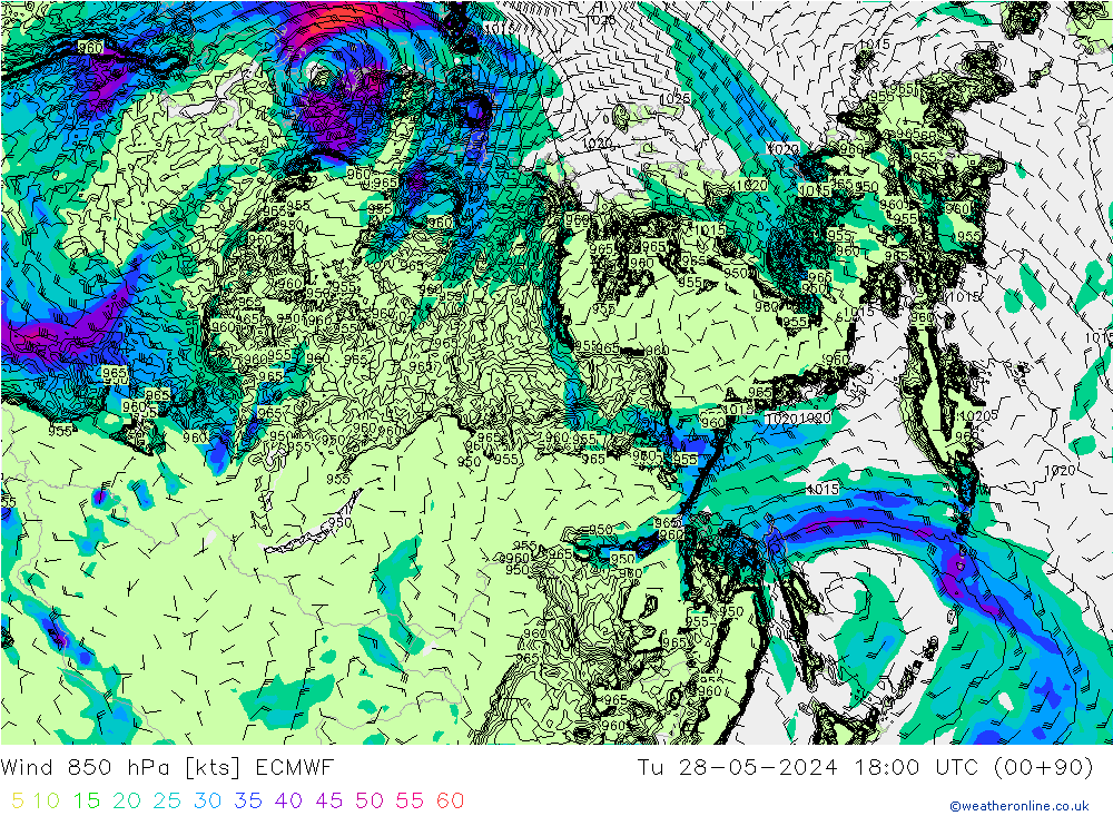 Wind 850 hPa ECMWF di 28.05.2024 18 UTC