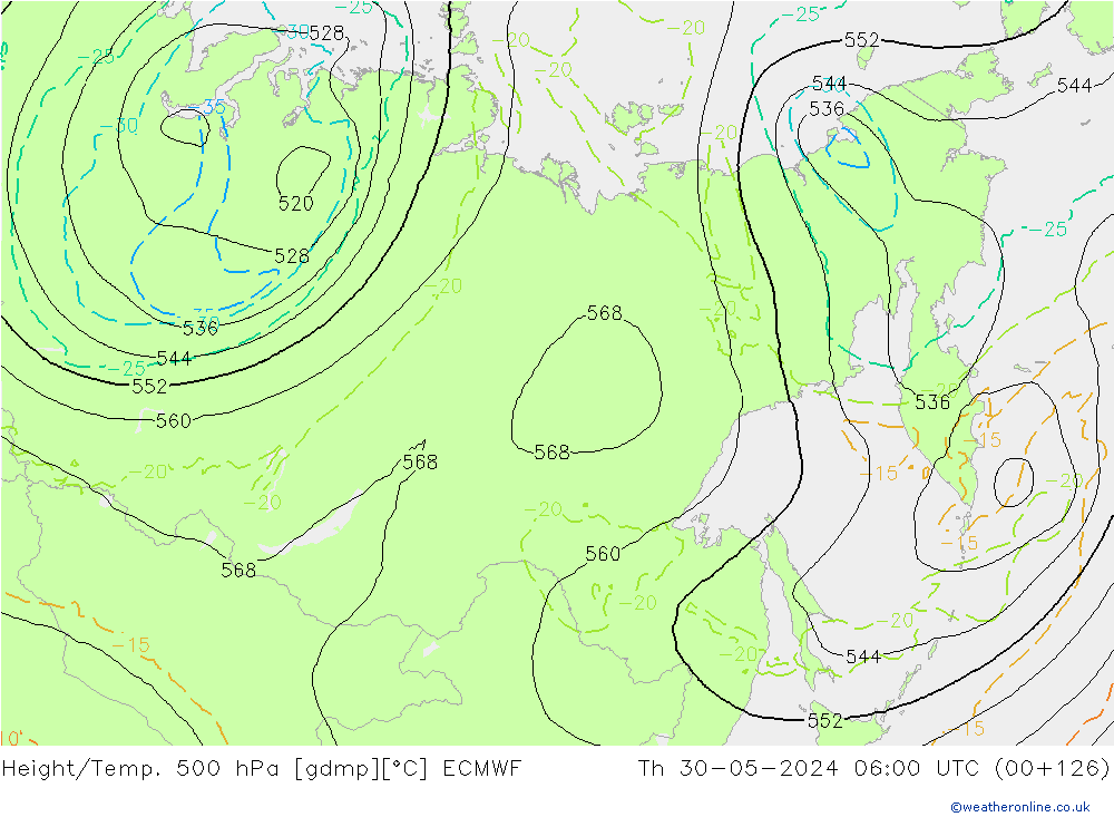 Z500/Yağmur (+YB)/Z850 ECMWF Per 30.05.2024 06 UTC