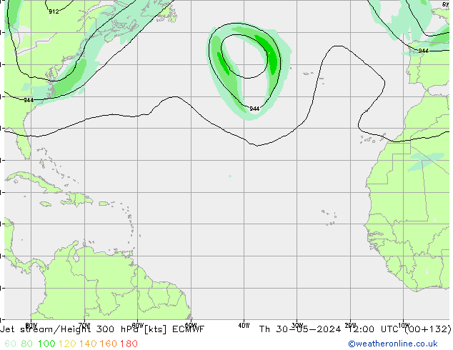 Jet stream/Height 300 hPa ECMWF Th 30.05.2024 12 UTC